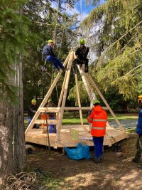 Azubis bauen weiteres schwebendes Baumhaus